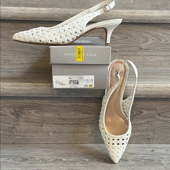 Preston & York Cream Woven Slingback Heels - Picture 4 of 5
